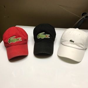 Lacoste Hats Black Red & White